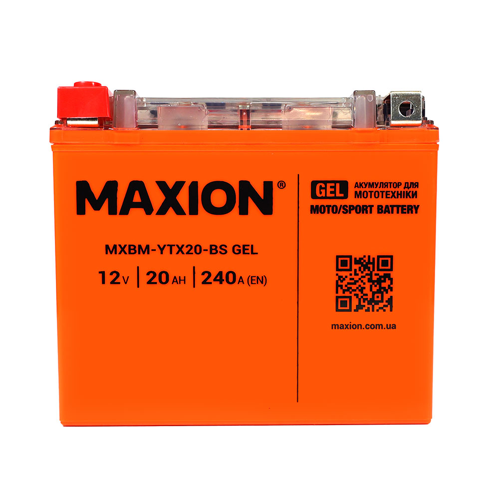 Мото акумулятор MAXION 24MXBM-YTX20-BS GEL (12V, 20Ah, 240A, +/-) Мото акумулятор MAXION 24MXBM-YTX20-BS GEL (12V, 20Ah, 240A, +/-) - Зображення 1