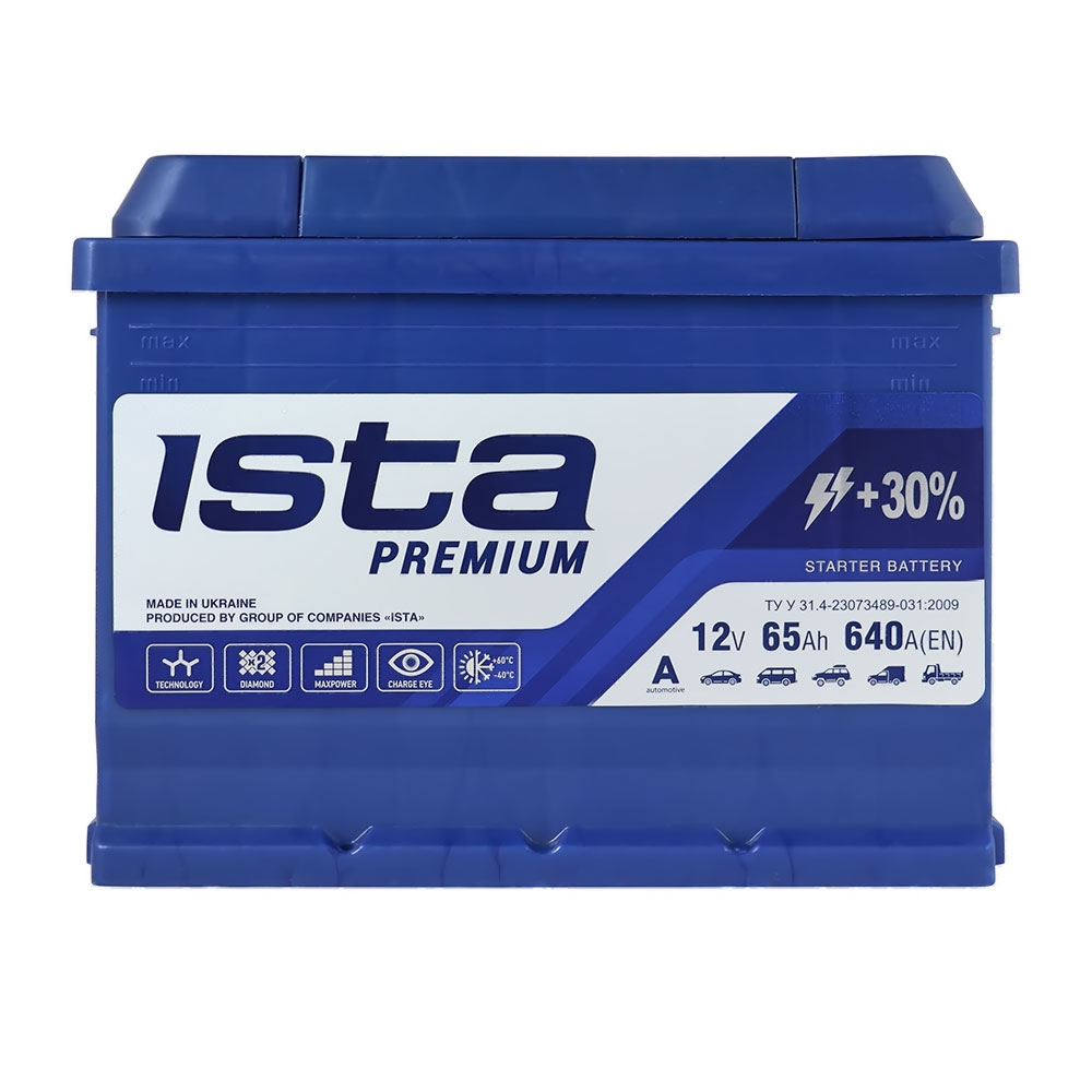 Автомобільний акумулятор ISTA Premium 65Ah 640A R+ (L2) Автомобільний акумулятор ISTA Premium 65Ah 640A R+ (L2) - Зображення 1