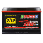 Автомобільний акумулятор ZAP AGM  70Ah 760A R+ (L3) (570 02)